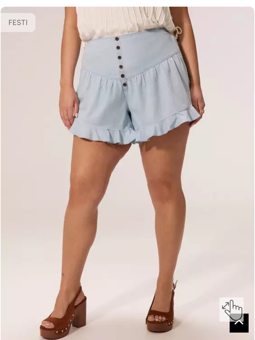 torrid festi v-waist light denim shorts